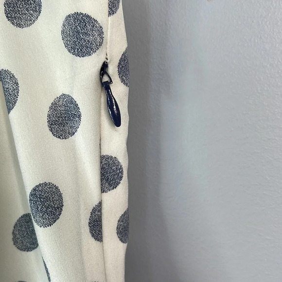 J.CREW Polka Dot Sleeveless Drop Waist Dress Navy Cream Tier Preppy Tennis 4 - Picture 5 of 9